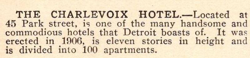 Charlevoix Hotel - Postcard Back (newer photo)